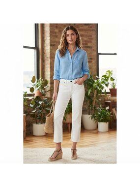 Citizens Of Humanity Kelly Low Waist Cropped White Jeans Womens Size 29